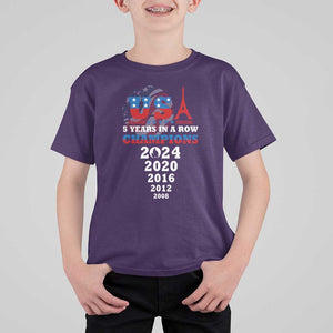 USA American Flag Basketball T Shirt For Kid 5 Years In A Row Champions 2024 TS02 Purple Print Your Wear