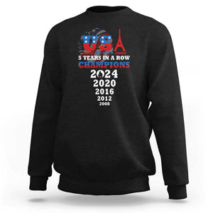 USA American Flag Basketball Sweatshirt 5 Years In A Row Champions 2024 TS02 Black Print Your Wear