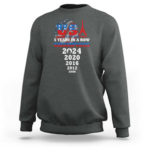 USA American Flag Basketball Sweatshirt 5 Years In A Row Champions 2024 TS02 Dark Heather Print Your Wear