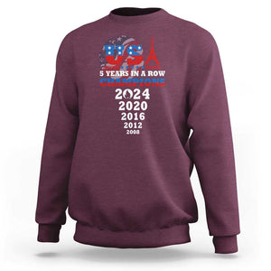 USA American Flag Basketball Sweatshirt 5 Years In A Row Champions 2024 TS02 Maroon Print Your Wear