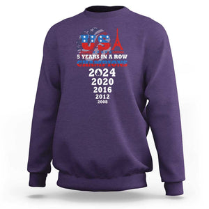 USA American Flag Basketball Sweatshirt 5 Years In A Row Champions 2024 TS02 Purple Print Your Wear