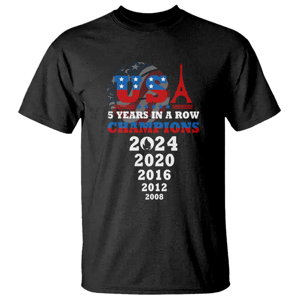 USA American Flag Basketball T Shirt 5 Years In A Row Champions 2024 TS02 Black Print Your Wear