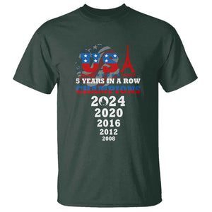 USA American Flag Basketball T Shirt 5 Years In A Row Champions 2024 TS02 Dark Forest Green Print Your Wear