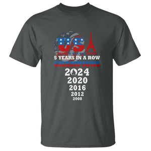 USA American Flag Basketball T Shirt 5 Years In A Row Champions 2024 TS02 Dark Heather Print Your Wear