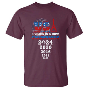 USA American Flag Basketball T Shirt 5 Years In A Row Champions 2024 TS02 Maroon Print Your Wear