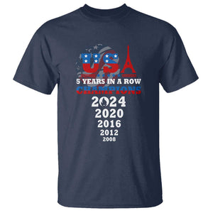 USA American Flag Basketball T Shirt 5 Years In A Row Champions 2024 TS02 Navy Print Your Wear