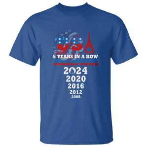 USA American Flag Basketball T Shirt 5 Years In A Row Champions 2024 TS02 Royal Blue Print Your Wear