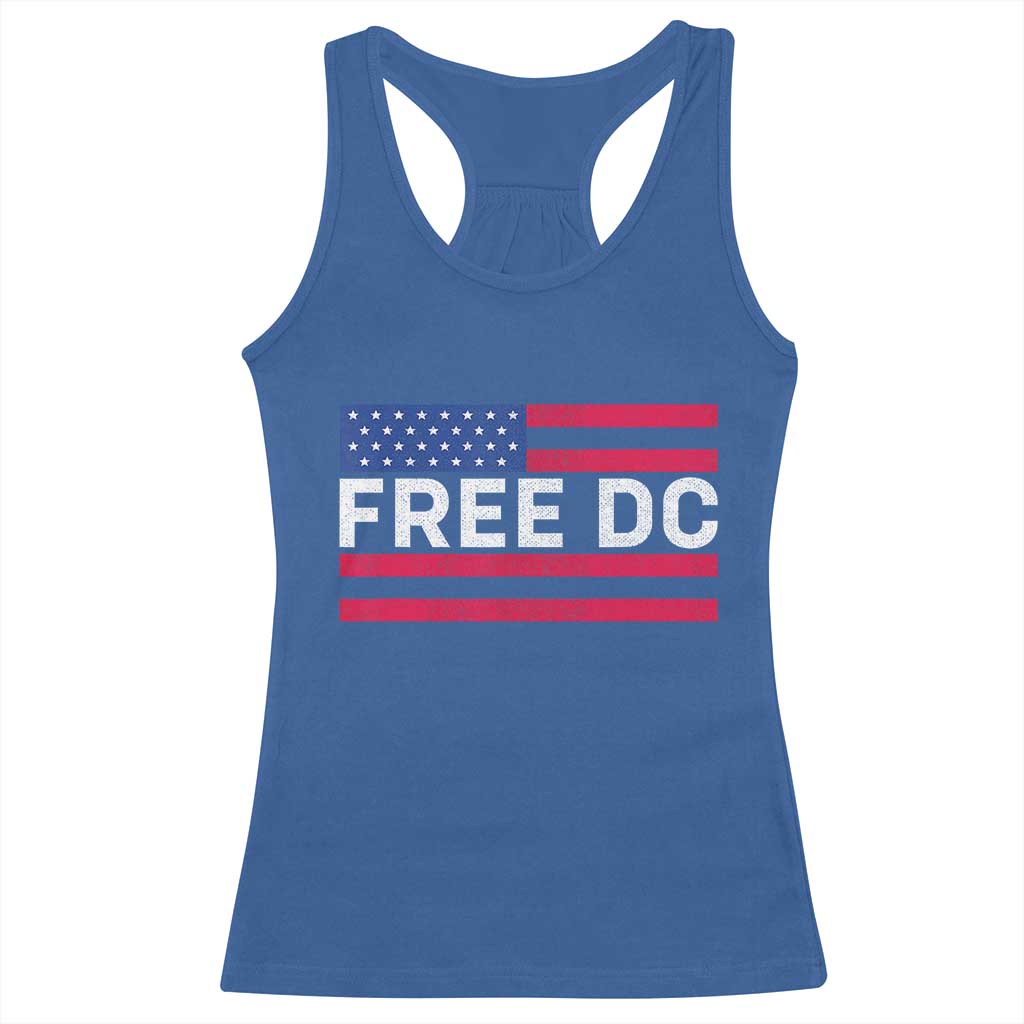 Free DC Patriotic Racerback Tank Top Defend Washington D.C. Statehood American Flag TS02 Royal Blue Print Your Wear