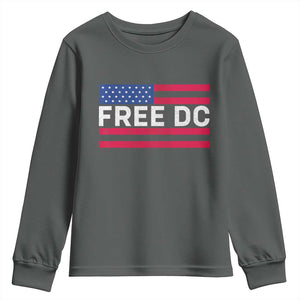 Free DC Patriotic Youth Sweatshirt Defend Washington D.C. Statehood American Flag TS02 Dark Heather Print Your Wear
