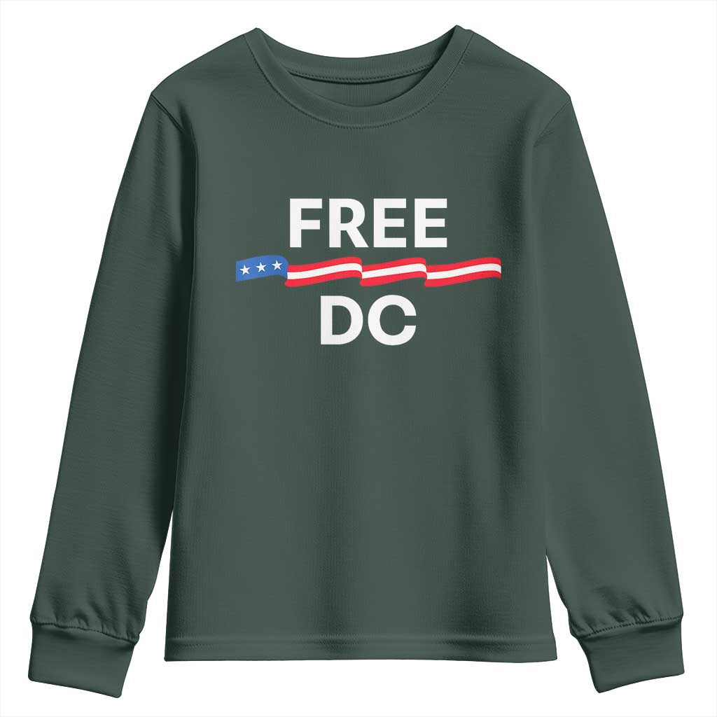 Free DC Youth Sweatshirt Defend Washington D.C. Statehood Rights TS02 Dark Forest Green Print Your Wear