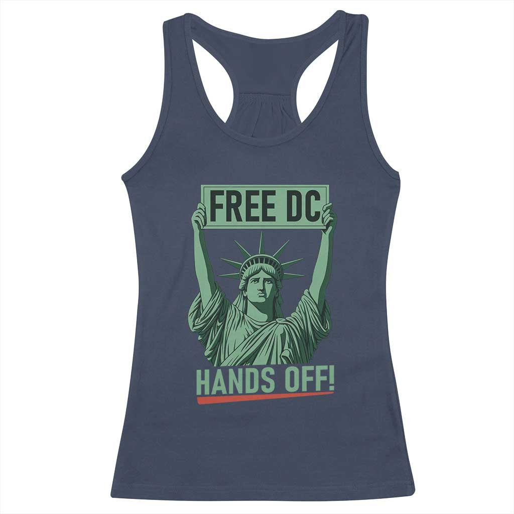 Free DC Hands Off Racerback Tank Top Statue of Liberty for Washington D.C. Rights TS02 Navy Print Your Wear