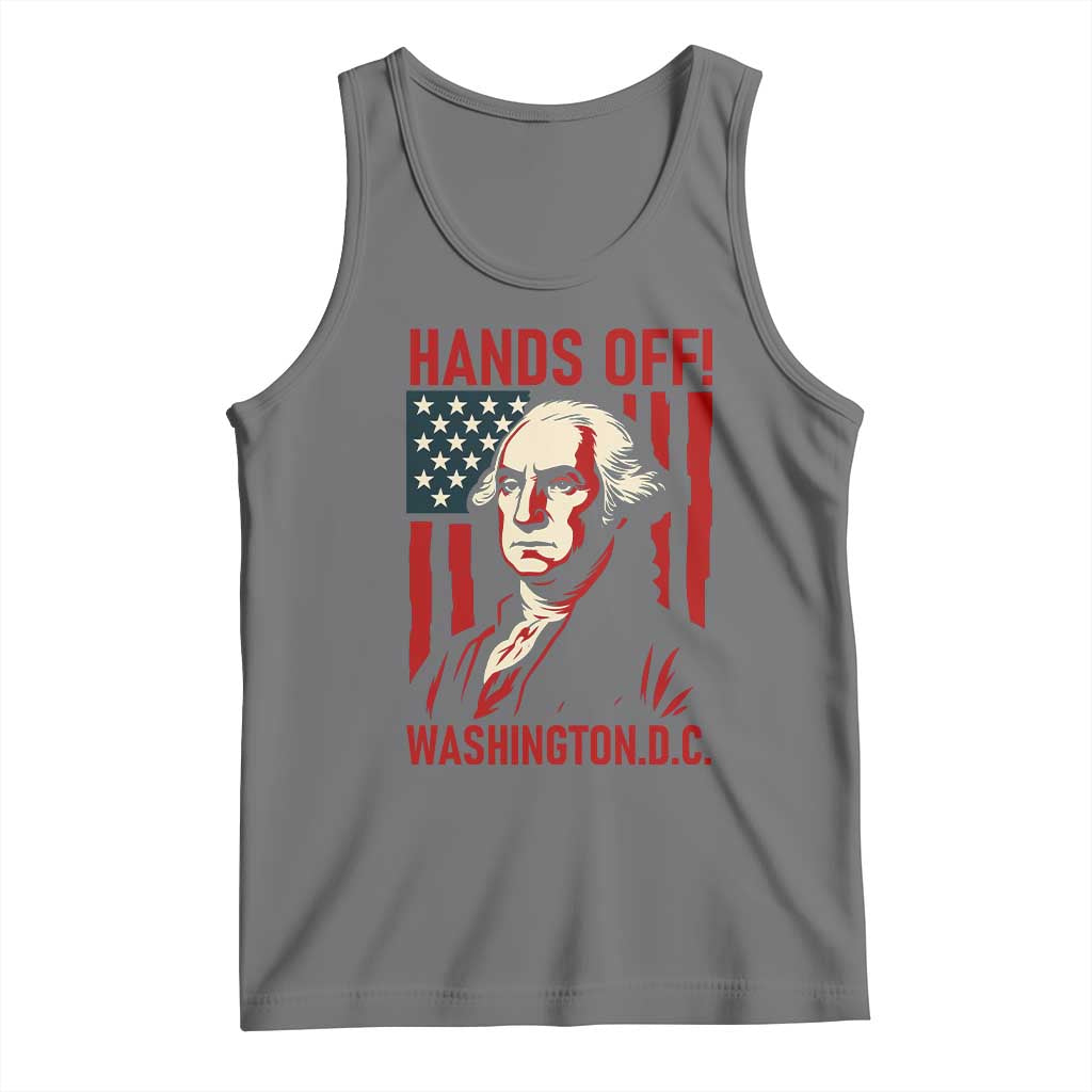 Hands Off DC Patriotic Tank Top George Washington American Flag TS02 Black Heather Print Your Wear
