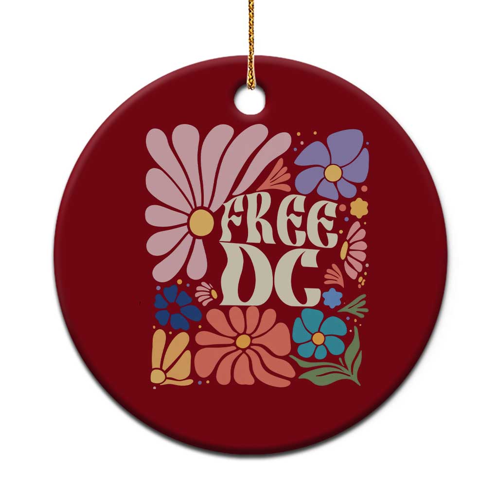 Free DC Subtle Groovy Floral Ceramic Ornament Washington D.C. Rights Retro Hippie Style TS02 1pc Red Print Your Wear