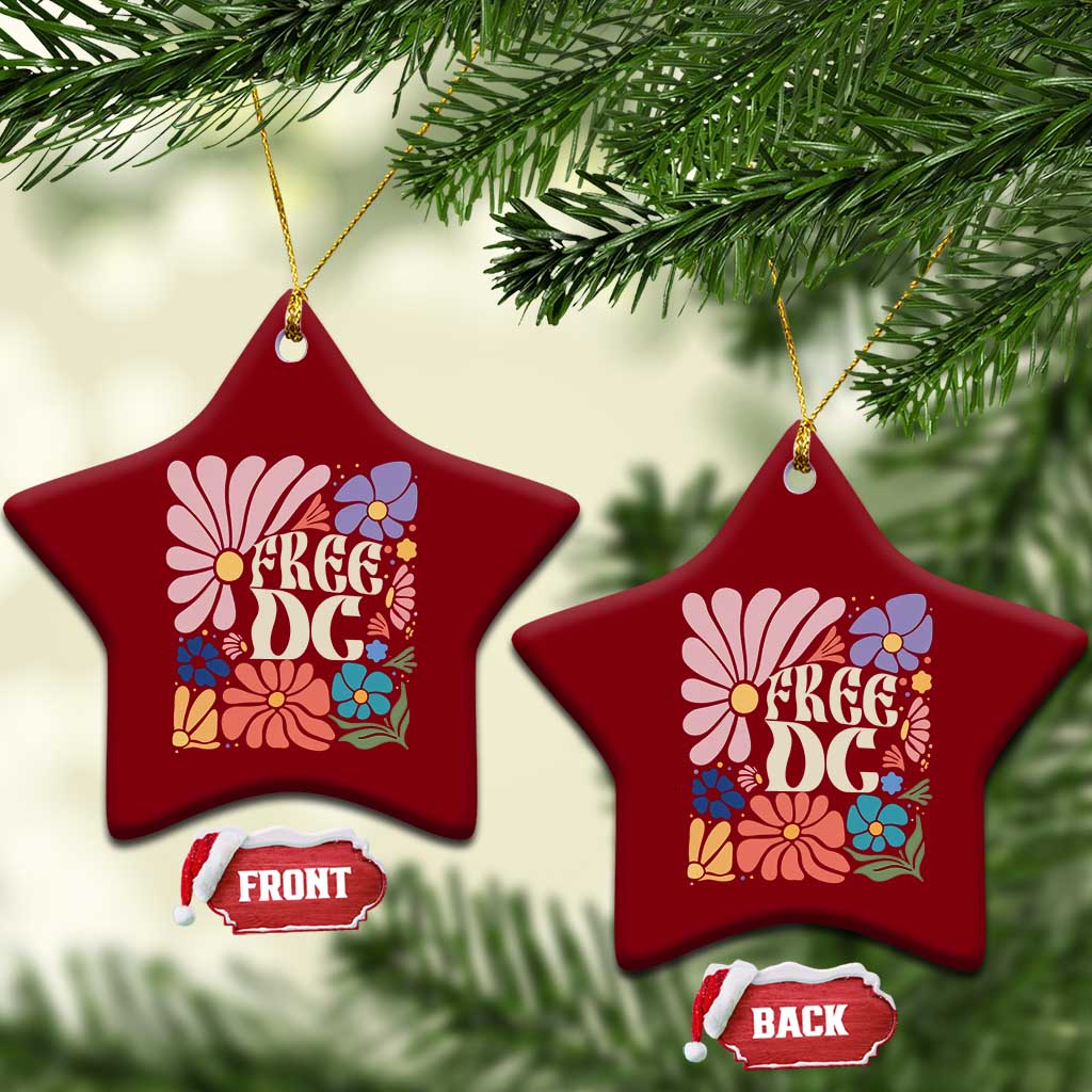 Free DC Subtle Groovy Floral Ceramic Ornament Washington D.C. Rights Retro Hippie Style TS02 Print Your Wear