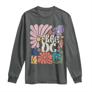 Free DC Subtle Groovy Floral Long Sleeve Shirt Washington D.C. Rights Retro Hippie Style TS02 Dark Heather Print Your Wear
