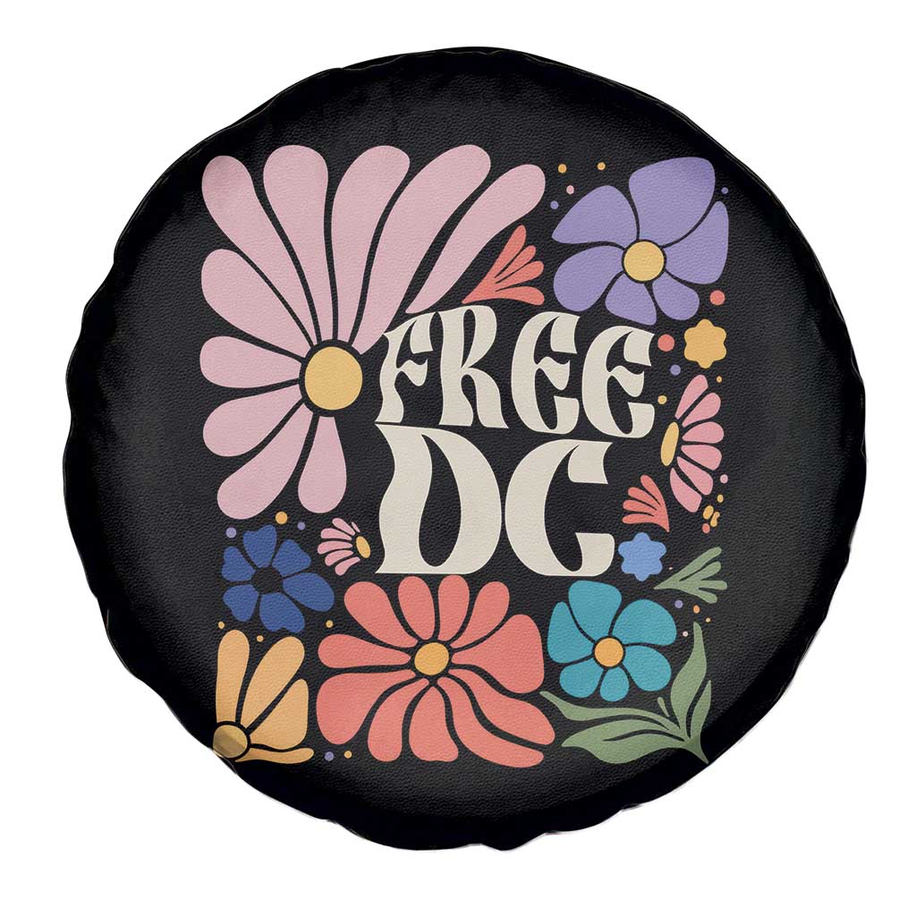Free DC Subtle Groovy Floral Spare Tire Cover Washington D.C. Rights Retro Hippie Style TS02 Print Your Wear