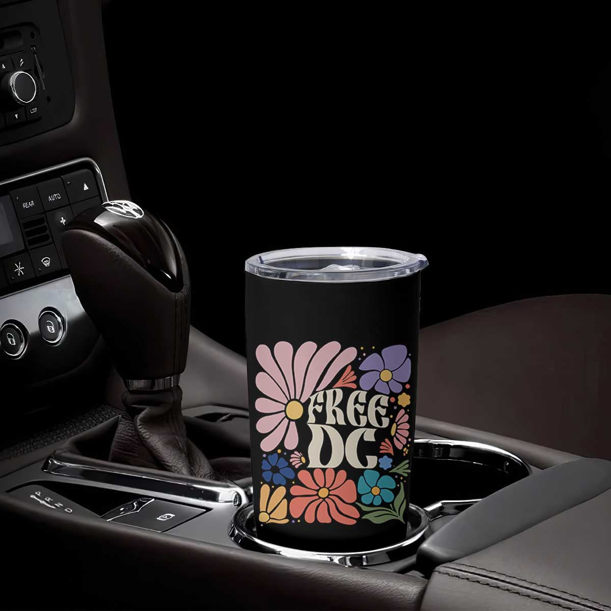 Free DC Subtle Groovy Floral Tumbler Cup Washington D.C. Rights Retro Hippie Style TS02 Print Your Wear