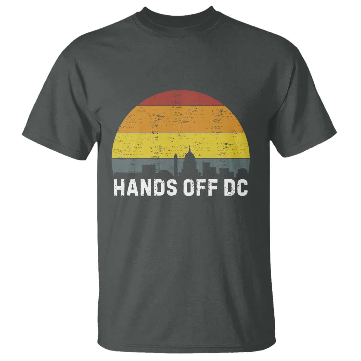Hands Off DC T Shirt Retro Washington D.C. Skyline TS02 Dark Heather Print Your Wear