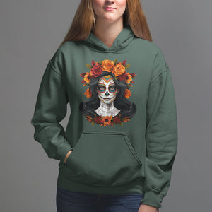 Day of the Dead Women Hoodie De Los Muertos Calavera La Catrina Sugar Skull Women TS02 Dark Forest Green Printyourwear