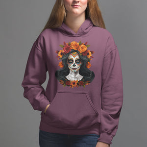 Day of the Dead Women Hoodie De Los Muertos Calavera La Catrina Sugar Skull Women TS02 Maroon Printyourwear