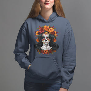 Day of the Dead Women Hoodie De Los Muertos Calavera La Catrina Sugar Skull Women TS02 Navy Printyourwear