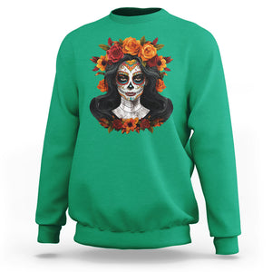 Day of the Dead Women Sweatshirt De Los Muertos Calavera La Catrina Sugar Skull Women TS02 Irish Green Printyourwear