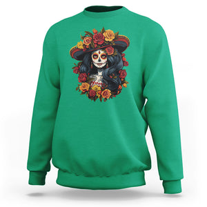 Day of the Dead Women Sweatshirt La Catrina De Los Muertos Calavera Sugar Skull Women TS02 Irish Green Printyourwear