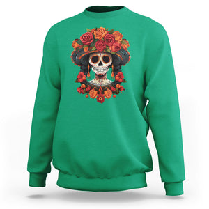 Day of the Dead Women Sweatshirt Dia De Los Muertos Calavera Sugar Skull Women TS02 Irish Green Printyourwear