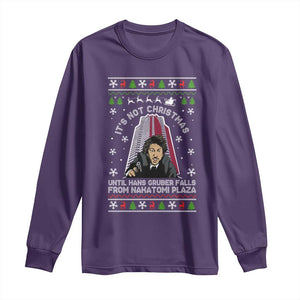 Nakatomi Plaza Long Sleeve Shirt It's Not Christmas Until Hans Gruber Falls TS02 Purple Print Your Wear