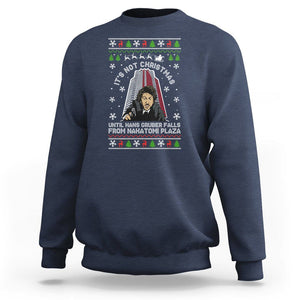 Nakatomi Plaza Sweatshirt It's Not Christmas Until Hans Gruber Falls TS02 Navy Printyourwear