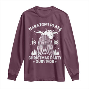 Nakatomi Plaza Long Sleeve Shirt Christmas Party 1988 Survivor TS02 Maroon Print Your Wear