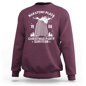 Nakatomi Plaza Sweatshirt Christmas Party 1988 Survivor TS02 Maroon Printyourwear