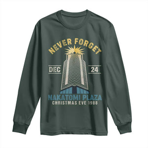 Nakatomi Plaza Long Sleeve Shirt Never Forget December 24 Christmas Eve 1988 TS02 Dark Forest Green Print Your Wear