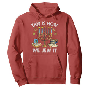 Funny Hanukkah Hoodie This How We Jew It Jewish Menorah Chanukah TS02 Red Printyourwear