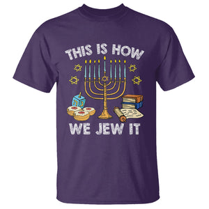 Funny Hanukkah T Shirt This How We Jew It Jewish Menorah Chanukah TS02 Purple Printyourwear