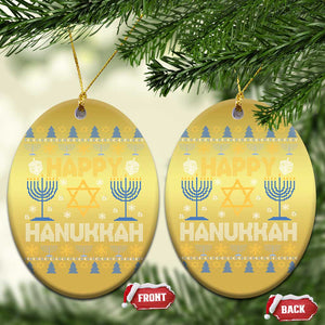 Happy Hanukkah Christmas Ornament Jewish Festival of Lights Hanukkiah Menorah Ugly Chanukah TS02 Oval Gold Print Your Wear