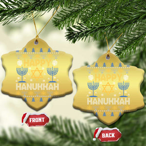 Happy Hanukkah Christmas Ornament Jewish Festival of Lights Hanukkiah Menorah Ugly Chanukah TS02 Snow Flake Gold Print Your Wear