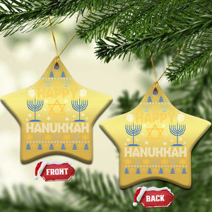 Happy Hanukkah Christmas Ornament Jewish Festival of Lights Hanukkiah Menorah Ugly Chanukah TS02 Star Gold Print Your Wear