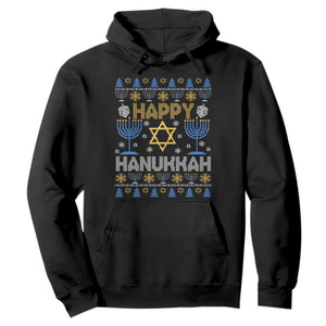 Happy Hanukkah Hoodie Jewish Festival of Lights Hanukkiah Menorah Ugly Chanukah TS02 Black Printyourwear