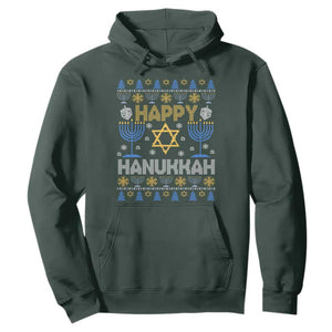 Happy Hanukkah Hoodie Jewish Festival of Lights Hanukkiah Menorah Ugly Chanukah TS02 Dark Forest Green Printyourwear