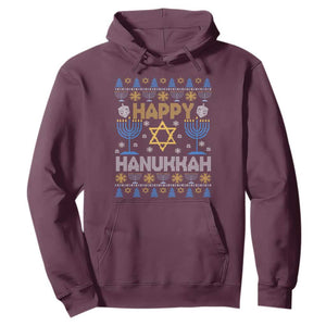 Happy Hanukkah Hoodie Jewish Festival of Lights Hanukkiah Menorah Ugly Chanukah TS02 Maroon Printyourwear