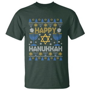 Happy Hanukkah T Shirt Jewish Festival of Lights Hanukkiah Menorah Ugly Chanukah TS02 Dark Forest Green Printyourwear