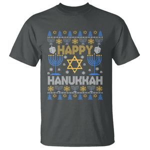 Happy Hanukkah T Shirt Jewish Festival of Lights Hanukkiah Menorah Ugly Chanukah TS02 Dark Heather Printyourwear