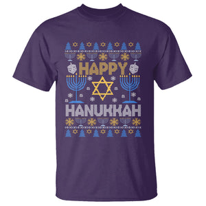 Happy Hanukkah T Shirt Jewish Festival of Lights Hanukkiah Menorah Ugly Chanukah TS02 Purple Printyourwear