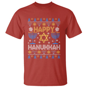 Happy Hanukkah T Shirt Jewish Festival of Lights Hanukkiah Menorah Ugly Chanukah TS02 Red Printyourwear