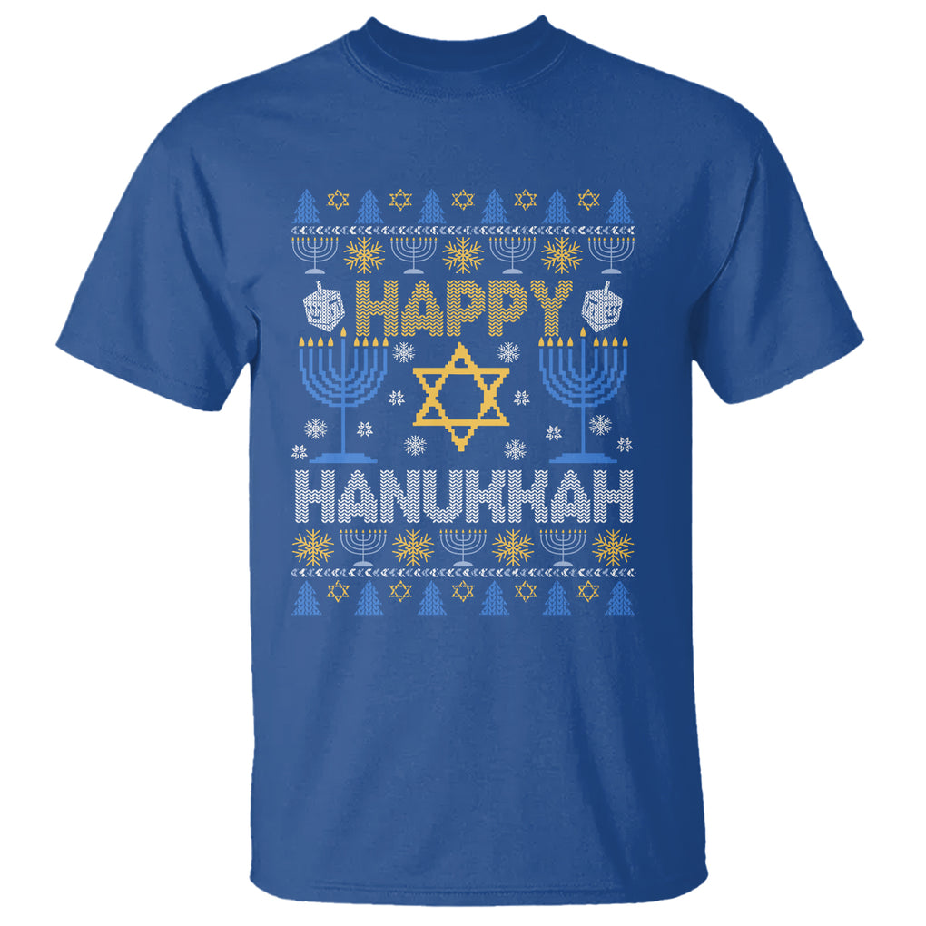 Happy Hanukkah T Shirt Jewish Festival of Lights Hanukkiah Menorah Ugly Chanukah TS02 Royal Blue Printyourwear