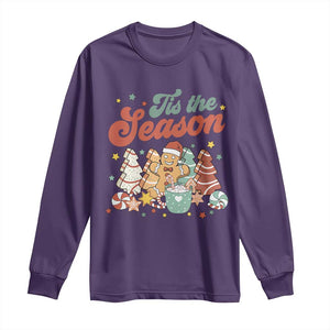 Christmas Cookies Long Sleeve Shirt Tis The Season Xmas Tree Cakes Gingerbread Man Retro Groovy TS02 Purple Print Your Wear