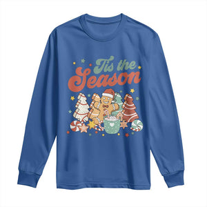 Christmas Cookies Long Sleeve Shirt Tis The Season Xmas Tree Cakes Gingerbread Man Retro Groovy TS02 Royal Blue Print Your Wear