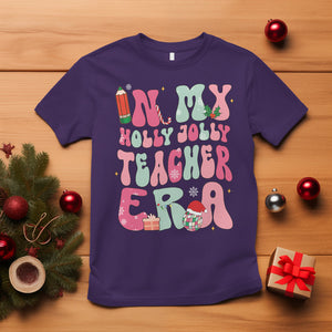 In My Holly Jolly Teacher Era Xmas Groovy Christmas T Shirt TS02 Purple Printyourwear