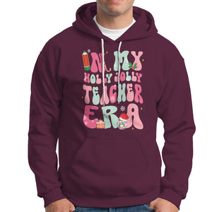 In My Holly Jolly Teacher Era Xmas Groovy Christmas Hoodie TS02 Maroon Printyourwear